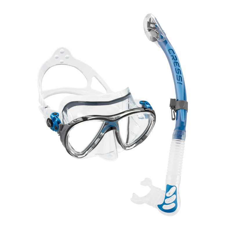 Cressi Big Eyes Evolution & Alpha Ultra Dry-Snorkelset met snorkel en duikbril, waterdicht duikmasker, anti-condens, anti-lek van gehard glas, premium Dry-snorkel voor volwassenen