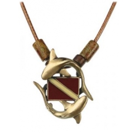Collier Bronze –Two Sharks And Dive Flag