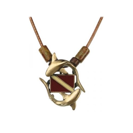 Collier Bronze –Two Sharks And Dive Flag