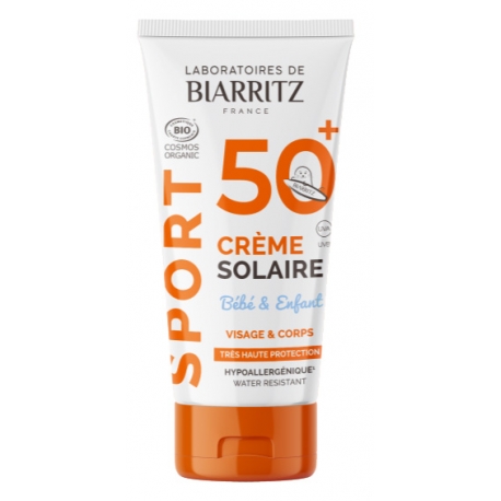 Crème Solaire Bébé et Enfant SPF50+ Certifiée Bio - Sport et Voyage - 50ml