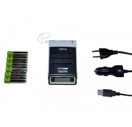 Kit Chargeur Bersub 230V+Allume cigare+4 accus LR6