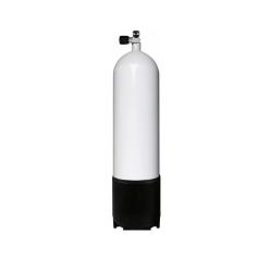 Bloc acier 15 litres, 230 bar, Diam. 204 mm, avec robinet simple sortie extensible G5/8 M25x2 plus bouchon et culot