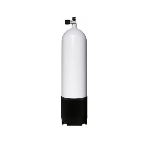 Bloc acier 15 litres, 230 bar, Diam. 204 mm, avec robinet simple sortie extensible G5/8 M25x2 plus bouchon et culot
