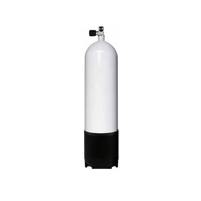 Bloc acier 15 litres, 230 bar, Diam. 204 mm, avec robinet simple sortie extensible G5/8 M25x2 plus bouchon et culot