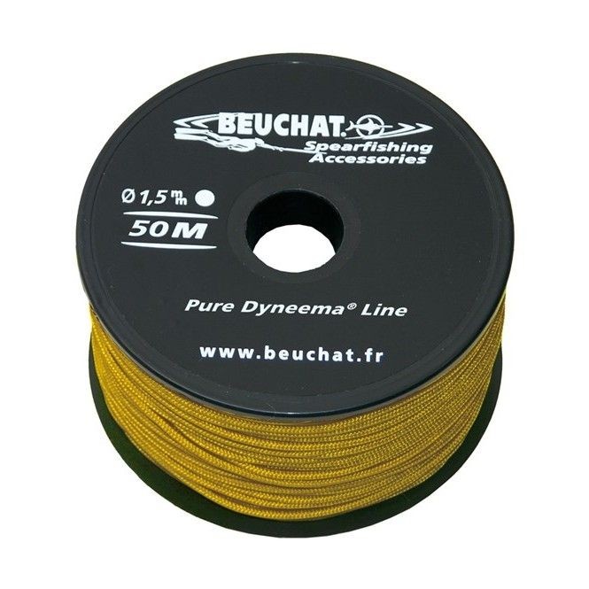 Bobine 50 M fil tressé Dyneema 1.5mm jaune Beuchat 300 kg Beuchat
