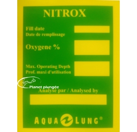 Autocollant étiquette mélange Nitrox Aqua Lung