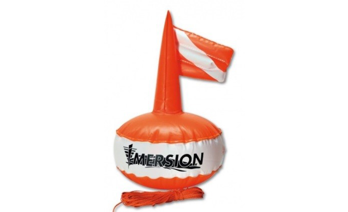 Bouée De Pêche/plongée Avec 5 Anneaux En D Et Corde 20m - Gonflable, Orange, Flottabilité ~35kg